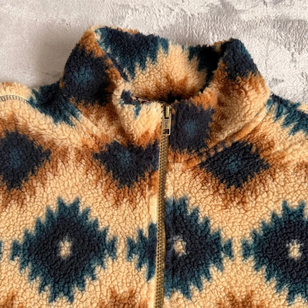 Weatherproof Vintage Mens XL Southwestern Geometric Sherpa Fleece Quarter‎ Zip